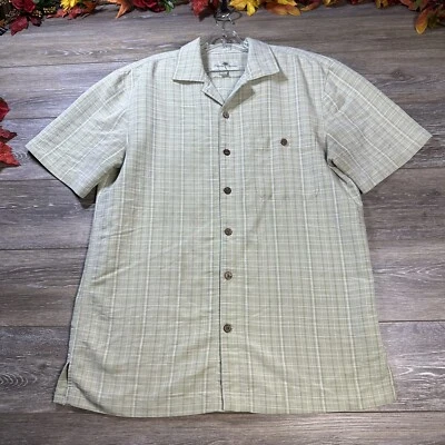 Camisa con botones Island Shores talla mediana para hombre camisa verde a cuadros con logotipo Foto 1 de 4
