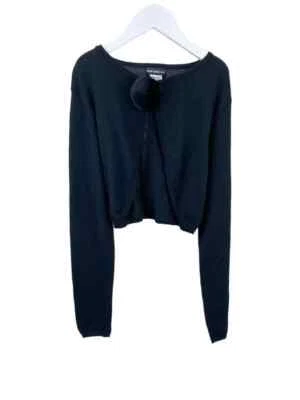 Suéter David Charles para niñas encogerse de hombros con pompón de piel negro talla 14 Foto 1 de 3