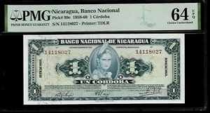 Nicaragua 1 Cordoba 1960 PMG 64 EPQ UNC P # 99c - Picture 1 of 4