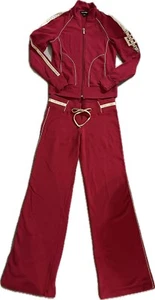 BEBE SPORT 2 PIEZAS CHÁNDAL ALGODÓN ELÁSTICO 6% SPANDEX CÓMODO PIERNA ANCHA ROJO TALLA S - Imagen 1 de 12