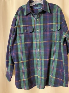 VTG CLAYBROOKE OUTDOORS Men's Plaid Button Front Wool Flannel Shirt Size XL-EUC - Picture 1 of 22