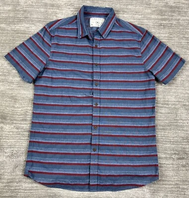 Рубашка кактус мужская большая синяя красная в полоску хлопок короткий рукав на пуговицах - Изображение 1 из 4