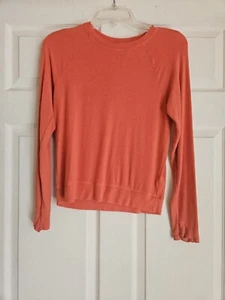 Athleta Girl Long Sleeve Shirt Size L 12 Coral Ribbed Stretch activewear casual - Picture 1 of 3