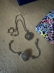 Brighton Vintage Rare Illumina Silver Pendant Necklace Crystal Set Jewelry  - Picture 1 of 3