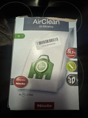 Miele AirClean 3D Efficiency Dust Bag Type U 4 Bags & 2 Filters Green NEW - Image 1 of 2