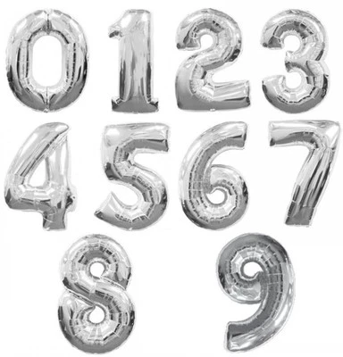 16" 40" Silver Gold Mylar Foil SELF SEALING BALLOON Number Party Birthday Decor - Image 1 of 4