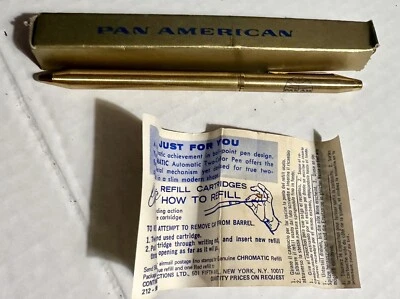 PEN Automático CROMATIC de 2 Colores De Colección Pan Am Airlines Dorado Nuevo en CAJA Globo Foto 1 de 4