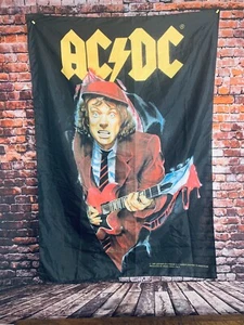 AC/DC FLAG BANNER Vintage Rare Poster  1995 BROCKUM Angus Young Bloody Guitar - Picture 1 of 3