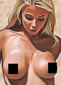 Original ACEO art-card Nudes - Female figure drawing - Pastel Painting