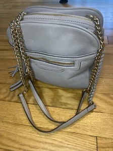 Aimee Kestenberg Cali Soft Gray Leather Purse Gold Chain Handles Super Clean! - Picture 1 of 14