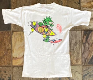 Vintage Santa Cruz T Shirt-SLASHER-Pro Series-S 34-36-White-Single Stitch - Picture 1 of 4