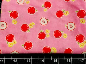Tina Scrap 9"x21" Cottage Apple Fruit Orchard Folk Art Food Mini Fabric Cotton - Picture 1 of 1
