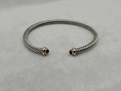 David Yurman 4mm Cable Classic Bracelet with Citrine and 18K Yellow Gold size M - Image 1 of 4