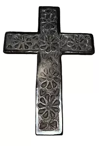 Ornate Stone Religious Cross Decorative Wall Hanging 9” X 6.5” Mexico - Picture 1 of 7