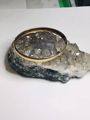 10k 纯金抛光手镯柔性手链 7 英寸带安全夹 — 第 1/4 张图片