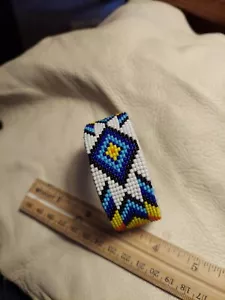 Native American Styled Beaded Bracelet cuff diamond, arrow pattern - Picture 1 of 7