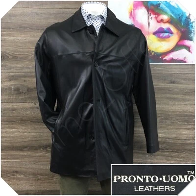 PRONTO UOMO Mens Leather Jacket Blazer Casual Sport Coat Size L ( 46L ) Black - Image 1 of 4