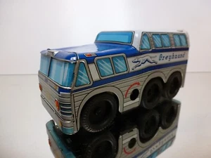 ASAHI TIN TOY BUS COACH GREYHOUND EXPRESS - SILVER L14.0cm - GOOD CONDITION - Imagen 1 de 1