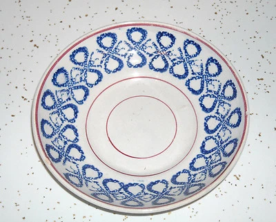 Diseño Salpicaduras Azul Bowtie Bajo Placa (1835 - 1865) Staffordshire Foto 1 de 4