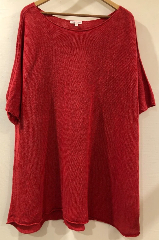 Suéter túnica top manga corta cuello redondo naranja talla grande Eileen Fisher Foto 1 de 4