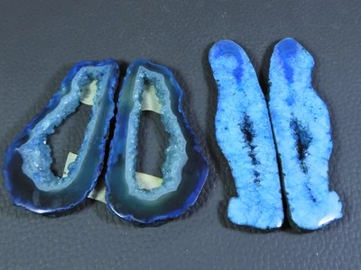 Lote de 2 pares de piedras preciosas sueltas cabujón emparejado ágata druzy rebanada teñida 213 quilates Foto 1 de 4