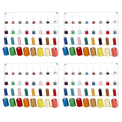 Paquete de 4 estantes de hilo de coser de 32 carretes soporte de hilo montado en la pared con T... Foto 1 de 4