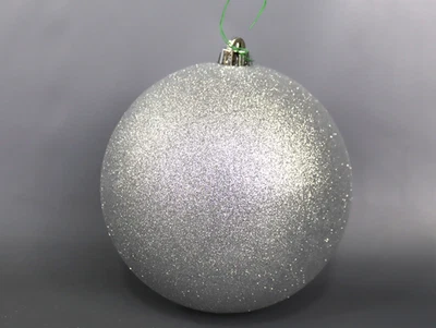 Vickerman 8  Silver Glitter Ball Ornament - Image 1 of 3