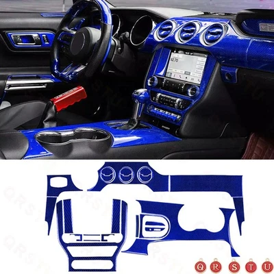 Kits de 35 piezas de fibra de carbono azul para tablero interior completo para Ford Mustang 2015-2022 Foto 1 de 4
