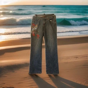 Bogari Women's Light Wash Jeans Embroidered Bird+Flower 8 x 31/32 - Picture 1 of 10