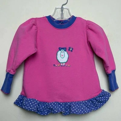 Sudadera Gymboree De Colección Años 90 Niñas Rosa Púrpura Espalda Cierre a Presión Volantes Dobladillo Oveja Foto 1 de 4