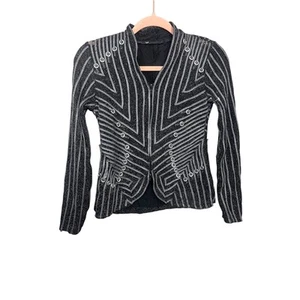 Damen Punk Blazer Silber Schwarz Edgy Jacke Y2K Grunge Western Emo Rock Small - Bild 1 von 11