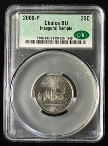 CAC Inaugural Sample Slab with a 2000 P Virginia Quarter Choice BU - Picture 1 of 2