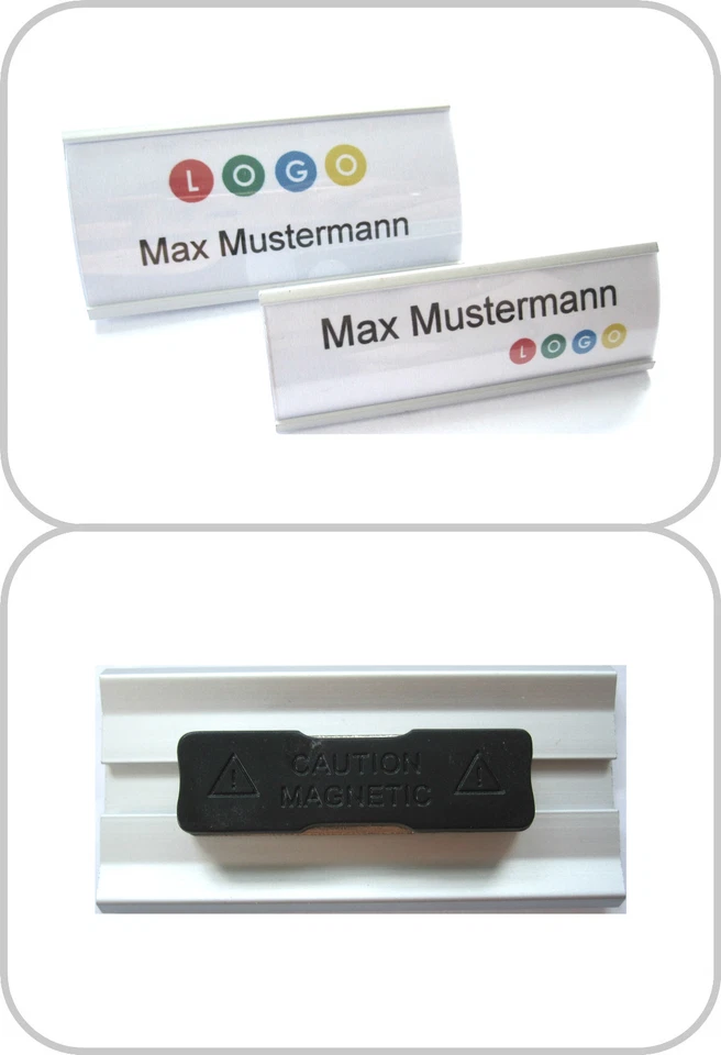 1 x Modisches Namensschild aus eloxiertem Aluminium mit Magnet