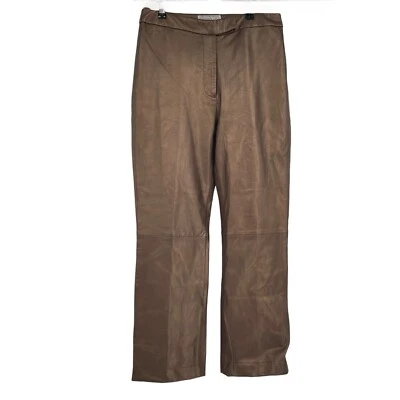 Pantalón Saks Fifth Avenue Folio Frente Plano Pierna Recta Forrado Cuero Talla 6 Cobre Foto 1 de 4
