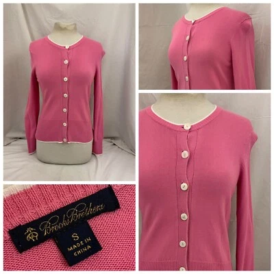 Cárdigan Suéter Brooks Brothers Pequeño Rosa 100% Algodón Sin Defectos YGI V1-456 Foto 1 de 4