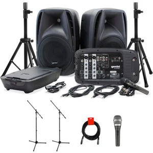 Gemini ES-210MXBLU-ST 600W 10" Portable PA System Pack w/ Mic, Tripod, Cable KIT - Picture 1 of 10