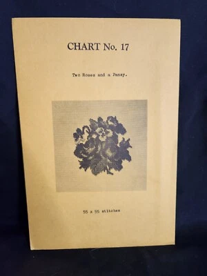 Vtg rare Babs Fuhrmann petit point Chart No. 17 Two Roses And Pansy 55x55 - Image 1 of 4