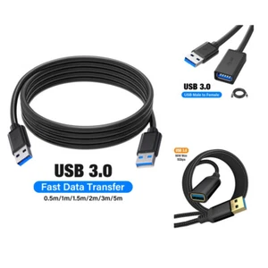 USB 3.0 Extension Cable USB 3.0 2.0 Extender Cord For Hard Disk Flash Drive Data - Picture 1 of 27