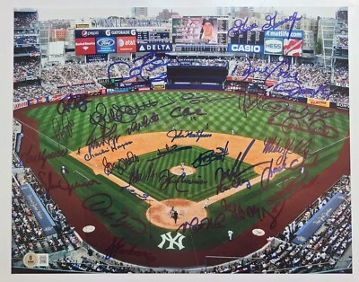 Foto firmada múltiple de los Yankees de la corte 11x14 Beckett Holo Boggs Sheffield Gooden Cone Foto 1 de 4