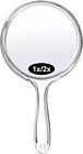 Double Sided Handheld Mirror With Handle 1X/2X Magnifying Portable Travel Mirror
