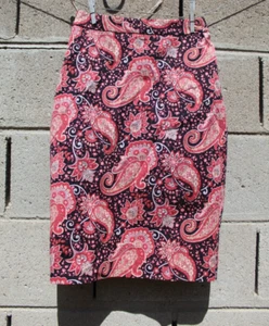 Talbots petite skirt 1p 2p small pencil paisley career wk black Red $99 OFFER nw - Bild 1 von 6