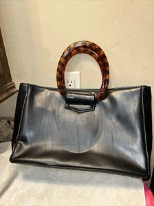 Vintage JR Florida Handbag Tote Purse Embossed Vinyl Lucite Handles EUC (60top) - Picture 1 of 13