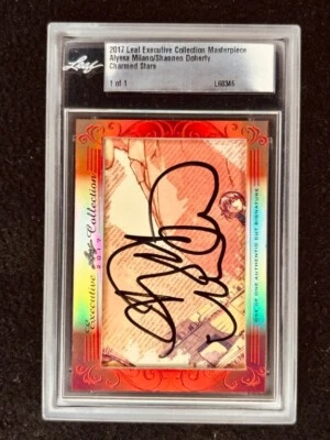 Alyssa Milano Shannen Doherty 2017 Leaf Masterpiece Cut Signature signed 1/1 JSA - Image 1 of 2