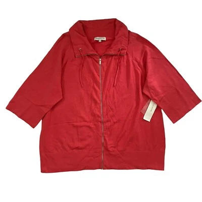 NWT Jones New York Jacket Womens Plus 3X Red Knit Zip Outdoor Camping Gorpcore - Image 1 of 4