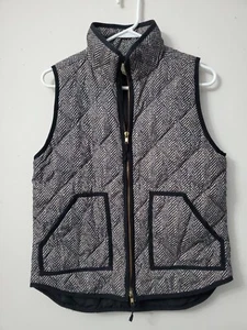 J Crew Women’s Small  Quilted Vest Sleeveless  Full-Zip Down Filled  Black  - Picture 1 of 11