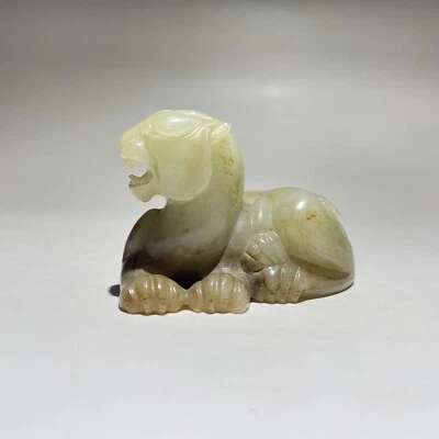 Rare Hetian white jade tiger statue H' 1.7 inch - Image 1 of 4