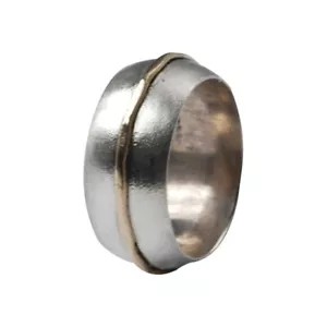 Elegante anello bicolore argento 925 con oro 375 - Foto 1 di 1