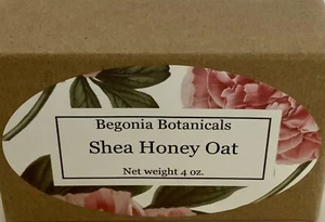 Begonia Botanicals Organic Soap Bar 4oz. Shea Honey Oat Women Or Men - Picture 1 of 2