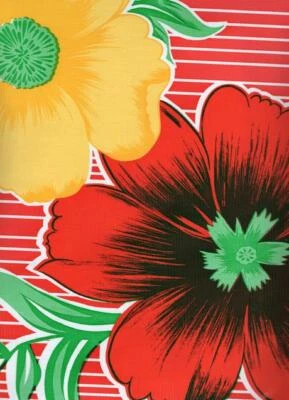 Oilcloth Fabric Exotic Mali Red Pattern Sold in Yard or Bolt - Image 1 of 2