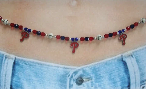 Phillies Belt Belly adj. Waist Hip Necklace Chain NEW Official MLB Charm Jewelry Cover